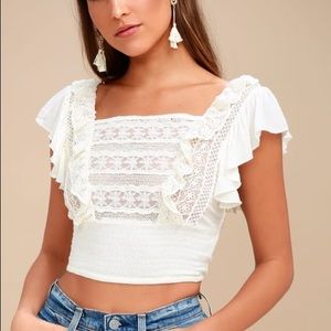 Free People Ivory Lace Crop top